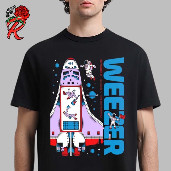 Weezer Poster For Hollywood Florida At Hard Rock At Seminole On September 21 2024 Nasa Style Artwork Unisex T-Shirt