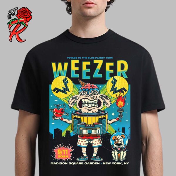 Weezer Poster For Show At Madison Square Garden  In New York On September 11 2024 As Part Of Voyage To The Blue Planet Tour Unisex T-Shirt