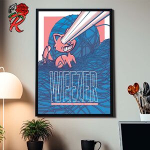 Weezer The Voyage To The Blue Planet Concert Poster In Greenville SC At Son Secours Wellness Arena On September 18 2024 The Lazer Cat Art Home Decor Poster Canvas