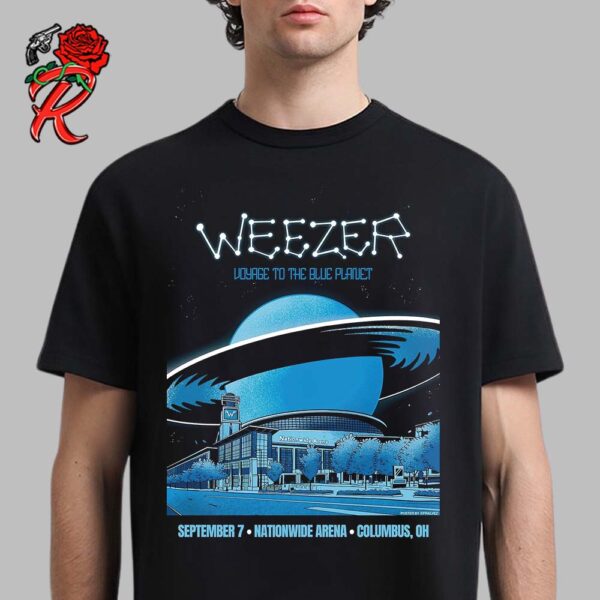 Weezer Voyage To The Blue Planet Gig Poster For Show In Columbus Ohio At Nationwide Arena On September 7 2024 Unisex T-Shirt