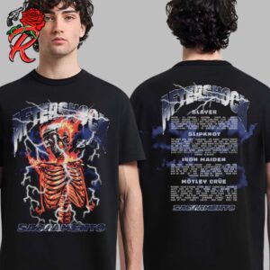 Aftershock Festival 2024 Apex Tee For Sacramento California October 2024 With Full Lineup Vintage Fire Skeleton Art Two Sides Unisex T-Shirt