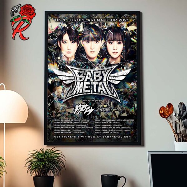 Babymetal UK And Europe Arena Tour 2025 Tour Dates List Home Decor Poster Canvas