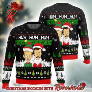 Beavis and Butthead Huh Huh Huh Santa And Elf Ugly Christmas Sweater