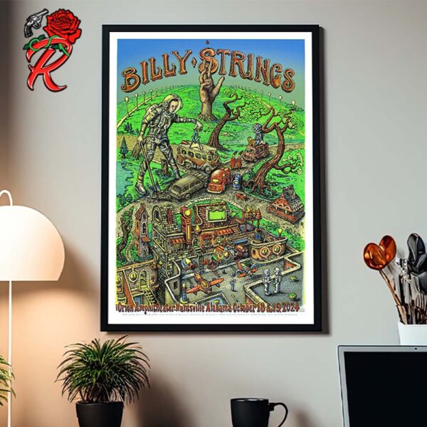 Billy Strings Gig Poster For Huntsville Alabama At The Orion Amphitheater On October 18 And 19 2024 Artwork By David Welker Home Decor Poster Canvas