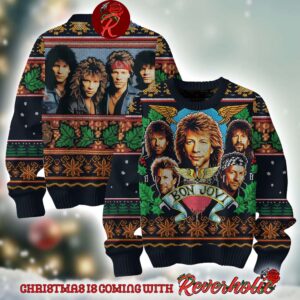 Bon Jovi Band Photo Vintage Ugly Christmas Sweater