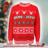 Bon Jovi Jon Bon Jovi Art Snowflakes Pattern Knitted Black And Blue Ugly Christmas Sweater