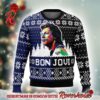 Bon Jovi Holiday Party Xmas Tree Red Knitted Ugly Christmas Sweater