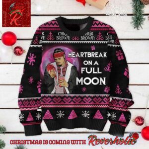 Chris Brown Heartbreak On A Full Moon Xmas Gift For Fans Ugly Christmas Sweater