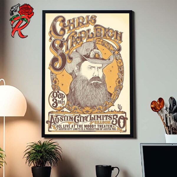 Chris Stapleton Austin City Limits 50 Poster For Austin City Limits At The Moody Theater On October 3 2024 Home Decor Poster Canvas