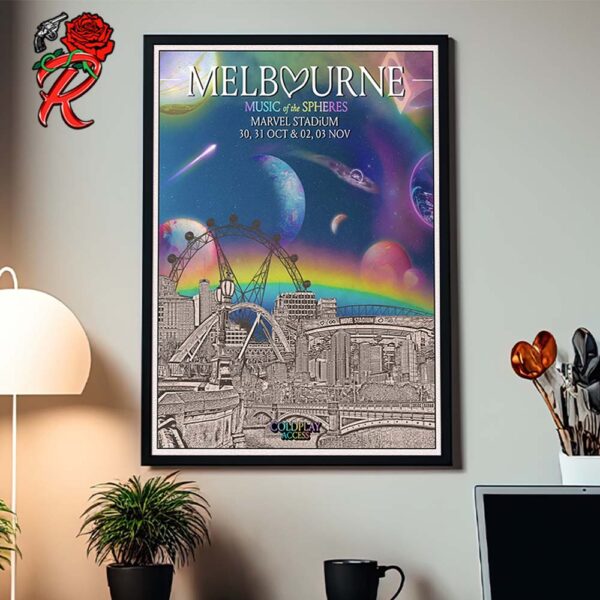 Coldplay Music Of The Spheres In Melbourne Australia Poster Fan Made For Concert At Marvel Stadium On October And November 2024 Home Decor Poster Canvas