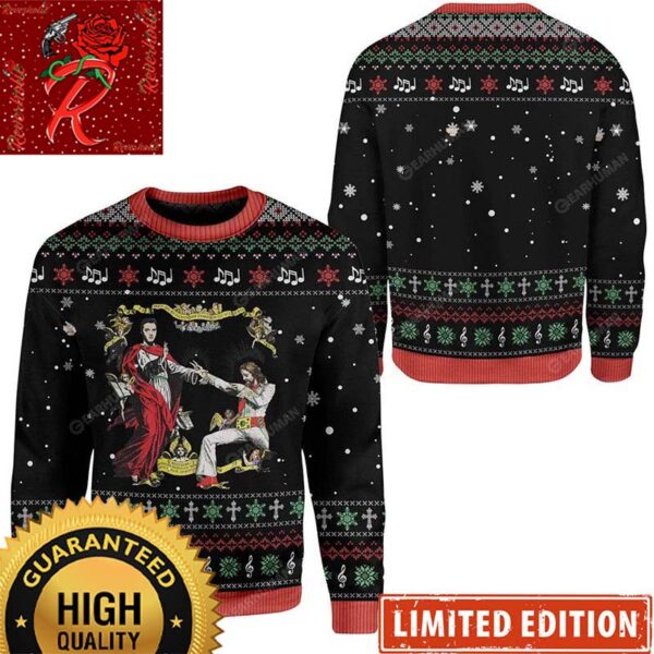 Elvis Presley And Jesus Performance Xmas Gifts Funny Ugly Christmas Sweater 2024