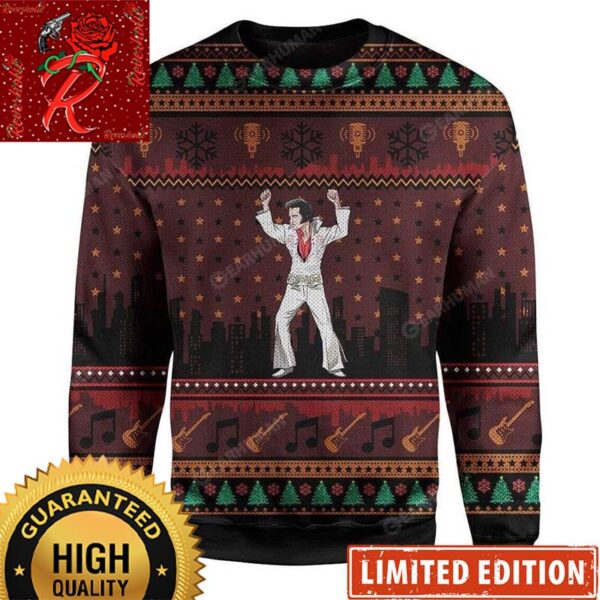 Elvis Presley King Of Rock And Roll Signature Move Ugly Christmas Sweater