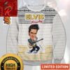 Elvis Presley With His Guitar Knitted Red Ugly Christmas Sweater