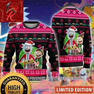 Elvis Presley With Rick And Morty 2024 Ugly Christmas Sweater