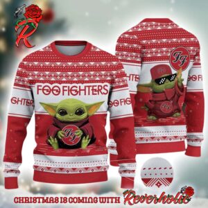 Foo Fighters Baby Yoda Badass Holding FF Logo Ugly Christmas Sweater