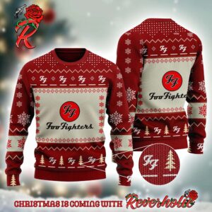 Foo Fighters Classic Logo With Snowflakes Pattern Ugly Christmas Sweater