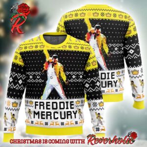 Freddie Mercury From Queen Band Signature Pose Ugly Christmas Sweater