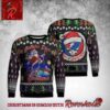 Grateful Dead Skating Bears Snowflakes Pattern Ugly Christmas Sweater