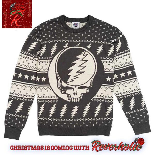 Grateful Dead Steal Your Face Gray Ugly Christmas Sweater