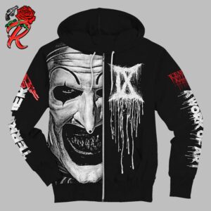 Ice Nine Kills x Terrifier 3 A Work Of Art Art The Clown Tongue Tied Custom All Over Print Zip Hoodie T-Shirt