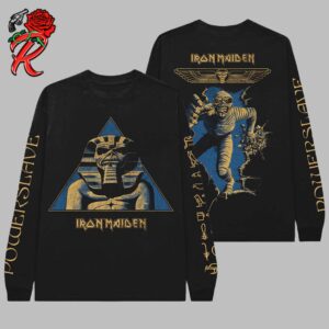 Iron Maiden Powerslave 40 Anniversary Pharaoh Eddie And Mummy Eddie Pyramid Sphynx Long Sleeve T-Shirt