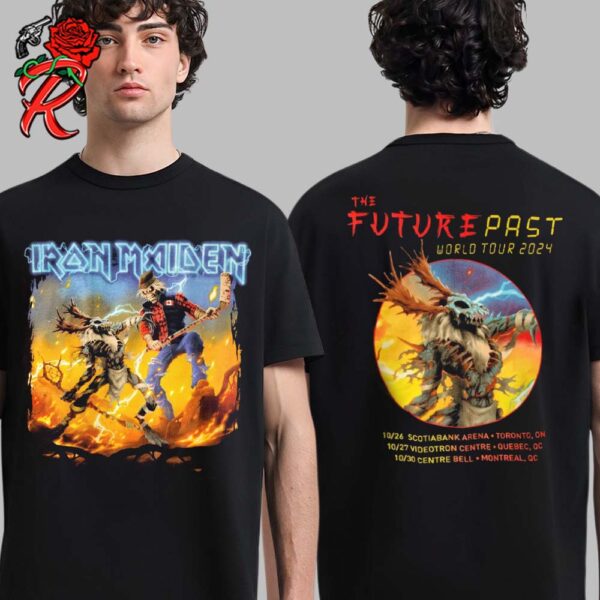 Iron Maiden The Future Part World Tour 2024 Canadian Merch Tee With Tour Dates List Two Sides Unisex T-Shirt