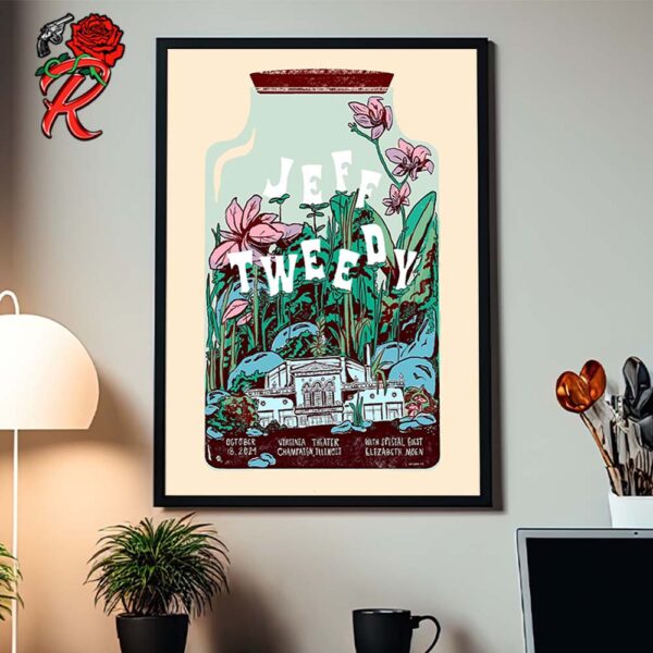 Jeff Tweedy Show Poster In Champaign Illinois At Virginia Theater On October 18 2024 Home Decor Poster Canvas