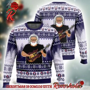 Jerry Garcia Playing Guitar Grateful Dead Pixel Style Ugly Christmas Sweater