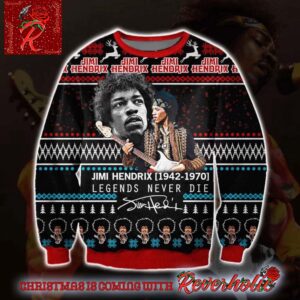 Jimi Hendrix Legends Never Die Ugly Christmas Sweater