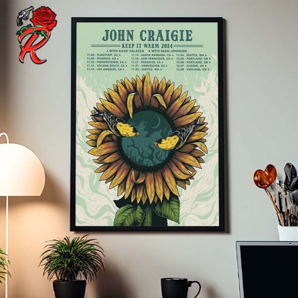 John Craigie Keep It Warm 2024 Tour With Full Tour Dates Sun Flower Art Home Decor Poster Canvas