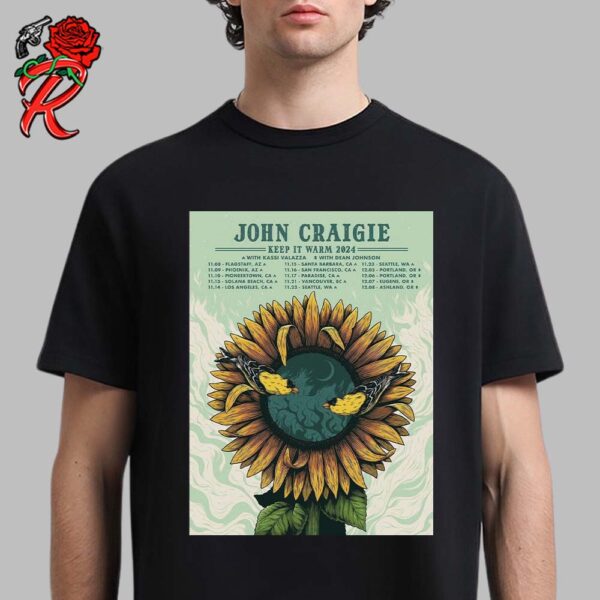 John Craigie Keep It Warm 2024 Tour With Full Tour Dates Sun Flower Art Unisex T-Shirt