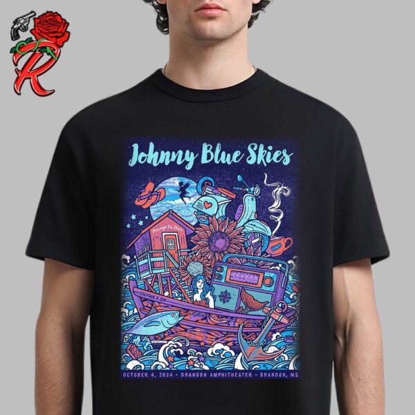 Johnny Blue Skies Tonight Poster For Sturgill Simpson In Brandon Mississippi At Brandon Amphitheater On October 4 2024 Passage Du Desir Album Inspired Artwork Unisex T-Shirt