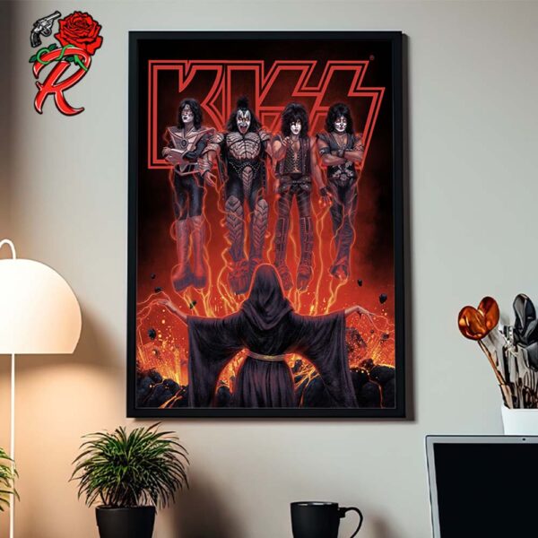 Kiss Conjuring Flames Poster Exclusive 2024 Kiss Halloween Collection Home Decor Poster Canvas