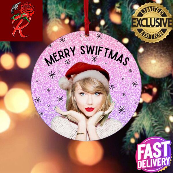 Merry Swiftmas Taylor Swift With Santa Hat 2024 Xmas Holiday Christmas Decorations Ornament