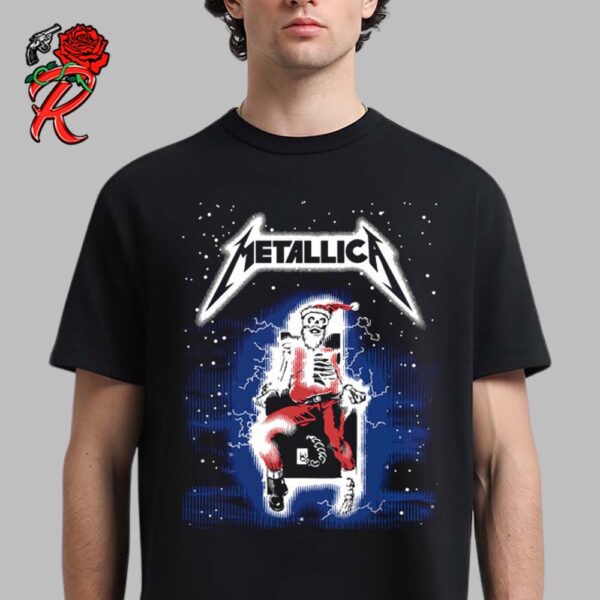 Metallica Ride The Lightning Skeleton Santa Christmas Holiday Unisex T-Shirt