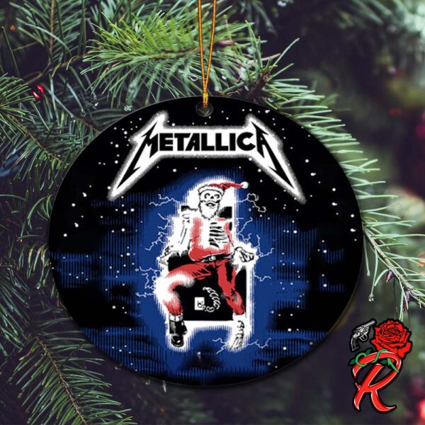 Metallica Ride The Lightning Skeleton Santa Christmas Holiday Xmas Decorations Gift For Fans Ceramic Ornament