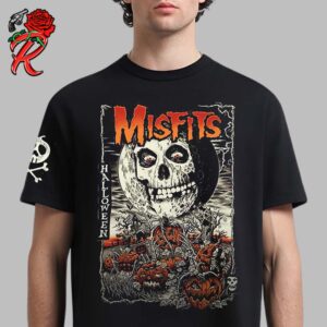 Misfits Halloween Day 2024 Merch Tee Exclusive Signature Skull Moon With Horror Pumpkin Garden Art Unisex T-Shirt