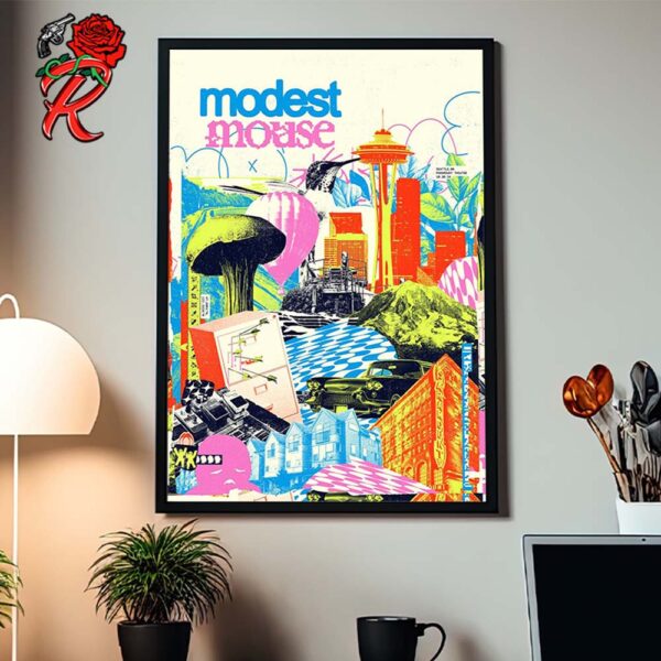 Modest Mouse Official Poster For Show In Seattle Washington At Paramount Theatre On October 30 2024 Home Decor Poster Canvas