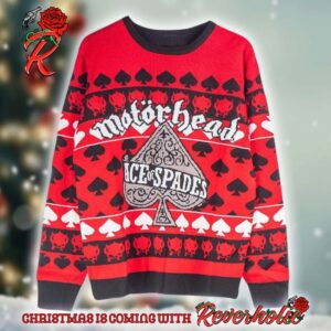 Motorhead Ace Of Spaces Pattern Knitted Red Ugly Christmas Sweater