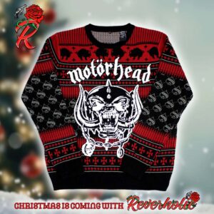 Motorhead Merch Ace Of Spades Snaggletooth Logo Knitted Ugly Christmas Sweater