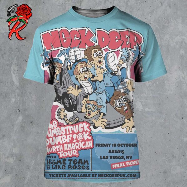 Neck Deep The Dumbstruck Dumbfuck North American Tour Poster For Las Vegas Nevada At Area 15 On October 18 2024 All Over Print Shirt