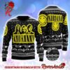 Nirvana Band Smiley Pattern Signature Black And Yellow Xmas Gift For Fans Ugly Christmas Sweater