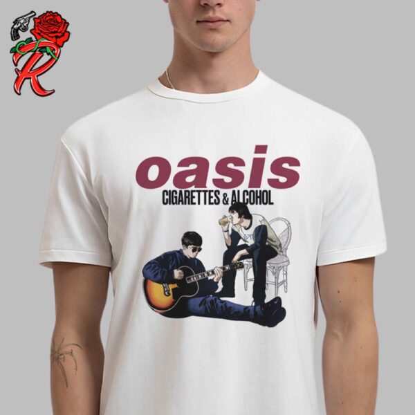 Oasis Cigarettes And Alcohol Illustration Vintage T-Shirt