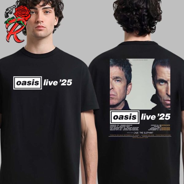 Oasis Live 25 North America Tour With Cage The Elephant Tour Dates List Two Sides Unisex T-Shirt