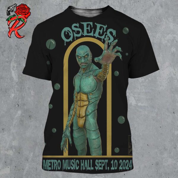 Osees Poster For Show In Salt Lake City Utah At Metro Music Hall On September 10 2024 The Sea Monster Artwork All Over Print Shirt