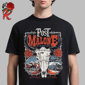 Post Malone F1 Trillion Tour 2024 Poster For Nashville Tennessee At Nissan Stadium On October 19 2024 Unisex T-Shirt