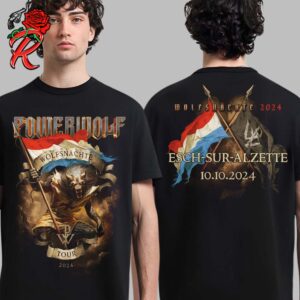 Powerwolf The Wolfsnachte Tour 2024 In Esch Sur Alzette City Shirt On October 10 2024 Merch Two Sides Unisex T-Shirt