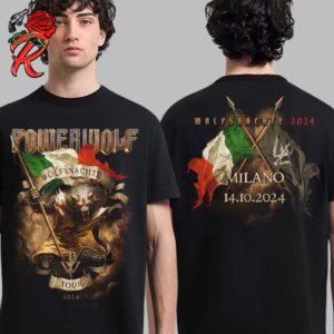 Powerwolf The Wolfsnachte Tour 2024 In Milan City Shirt On October 14 2024 Merch Two Sides Unisex T-Shirt