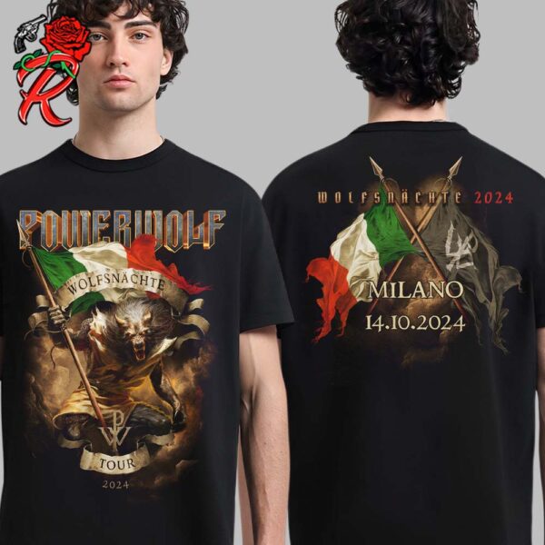 Powerwolf The Wolfsnachte Tour 2024 In Milan City Shirt On October 14 2024 Merch Two Sides Unisex T-Shirt