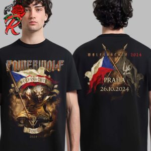 Powerwolf The Wolfsnachte Tour 2024 In Prague City Shirt On October 26 2024 Merch Two Sides Unisex T-Shirt